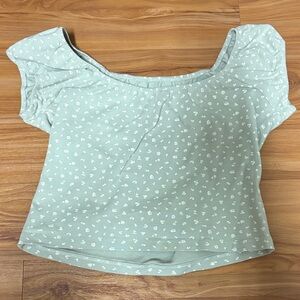 Brandy Melville Mint Green Floral Crop Top